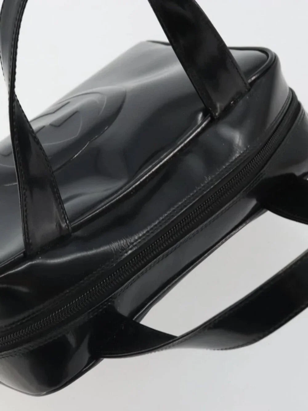 GUCCI Hand Bag Patent leather Black Silver 000 2058 0505 Auth 175262